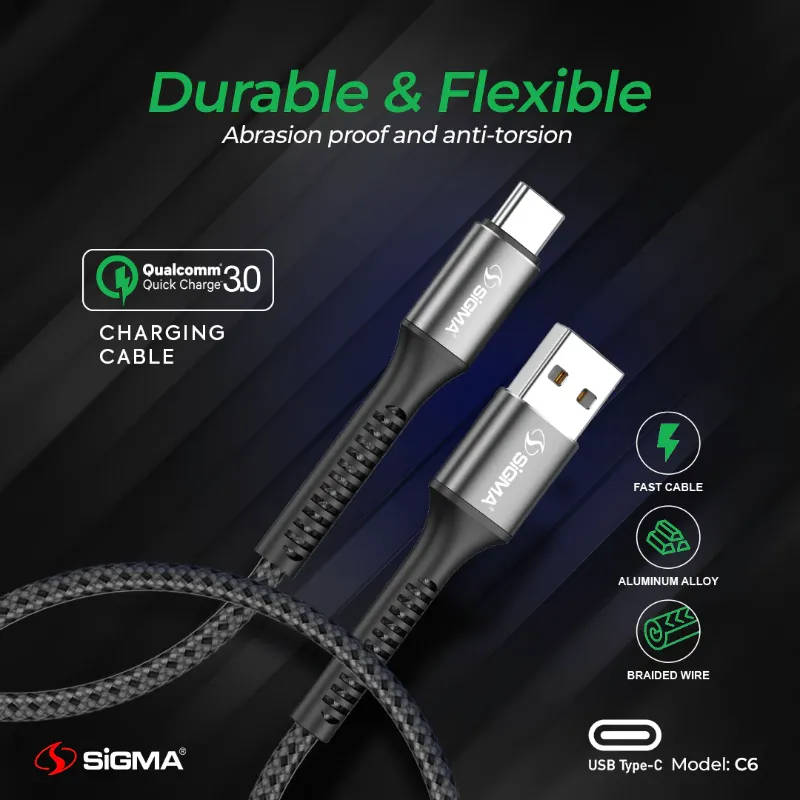 π 862 - SiGMA Braided Cable Type-C, 3.0A (C6)