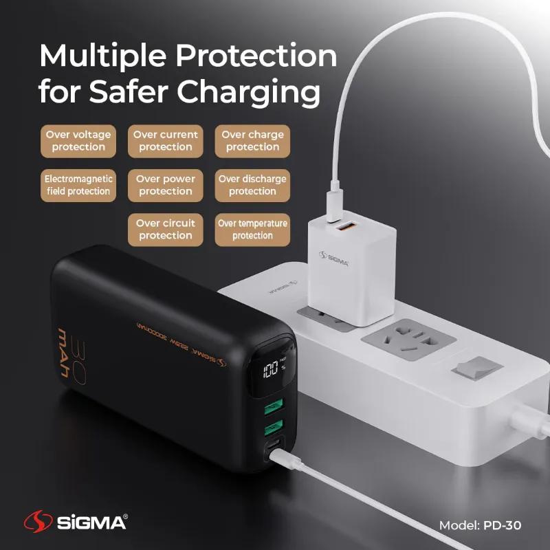 π 827 - SiGMA Shaheen Power Bank 30,000mAh, 22.5w (PD-30)