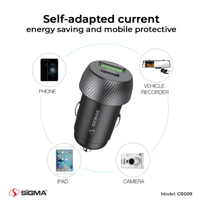 π 844 - SiGMA Car Charger, 20w (CR009)