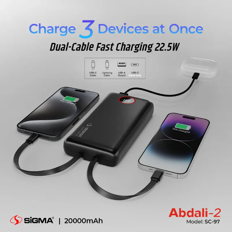 π 833 - SiGMA ABDALI-2 Power Bank 20,000mA, 22.5w (SC-97)