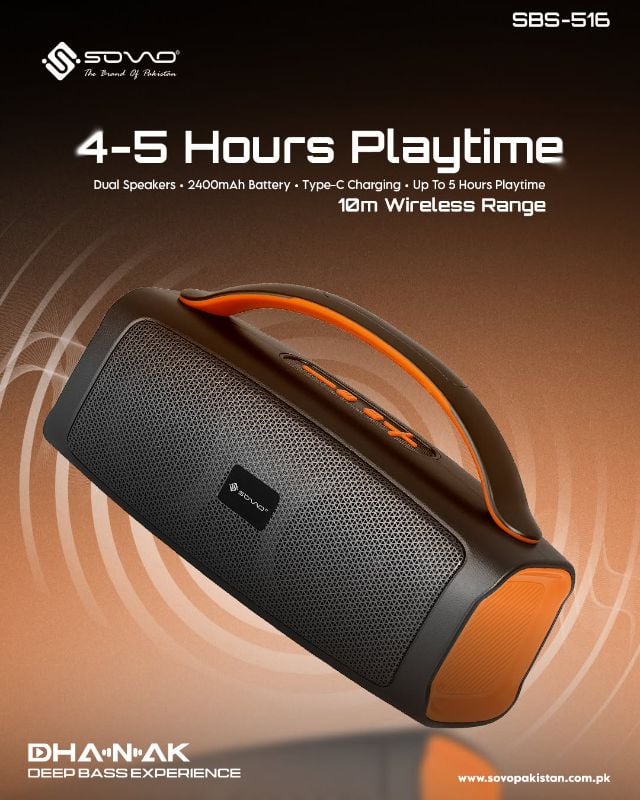 🆔 300 - SOVO DHANAK Wireless Speaker (Model-SBS-516)  . . . . . . . . . . . . . . . . . . . . . . . . . . . . . . . . . . . . . . . . . . . . . . . . . . . . . . . . . . . . . . . . . . . . . . . . . . . . . . . . 🔴#Tags,(Wireless Bluetooth Speaker, Portable Dhanak Speaker, SOVO Wireless Speaker, Type C Bluetooth Speaker, Rechargeable Portable Speaker)