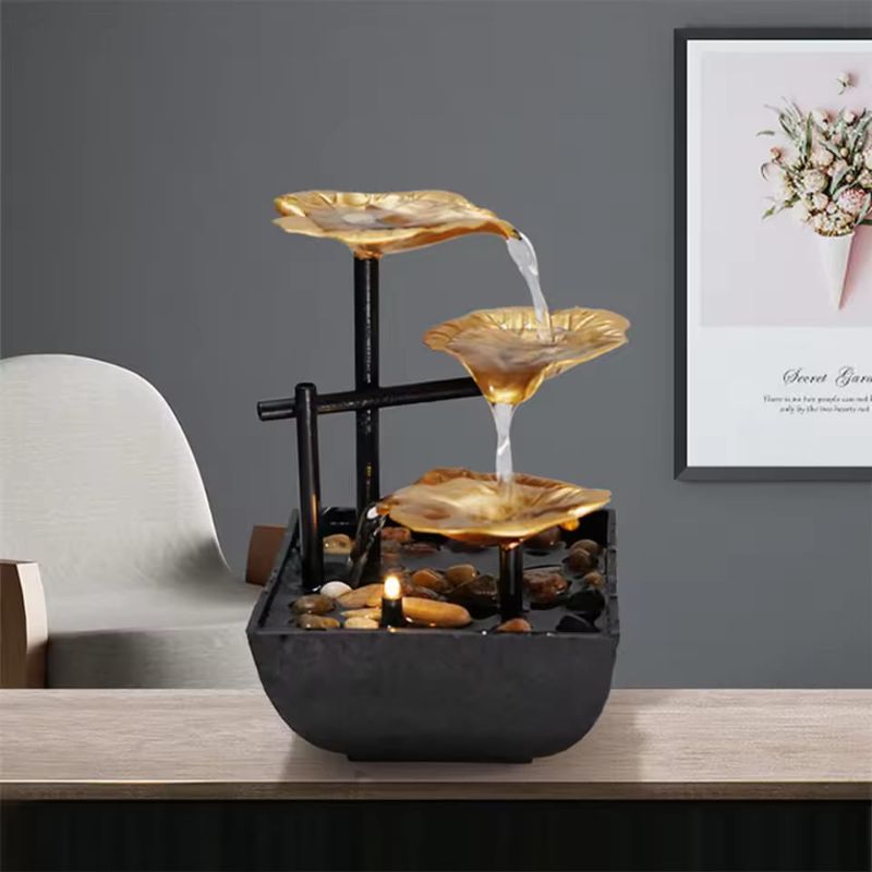 🆔 004 - Lotus Leaf Desktop Mini Indoor 3 Layer Fountain with Automatic Pump & Reflective Lighting . . . . . . . . . . . . . . . . . . . . . . . . . . . . . . . . . . . . . . . . . . . . . . . . . . . . . . . . . . . . . . . . . . . . . . . . . . . . . . . . 🔴#Tags, (Desktop Fountain, Tabletop Waterfall, Meditation Decor, Reflective Lighting, Decoration, Office)