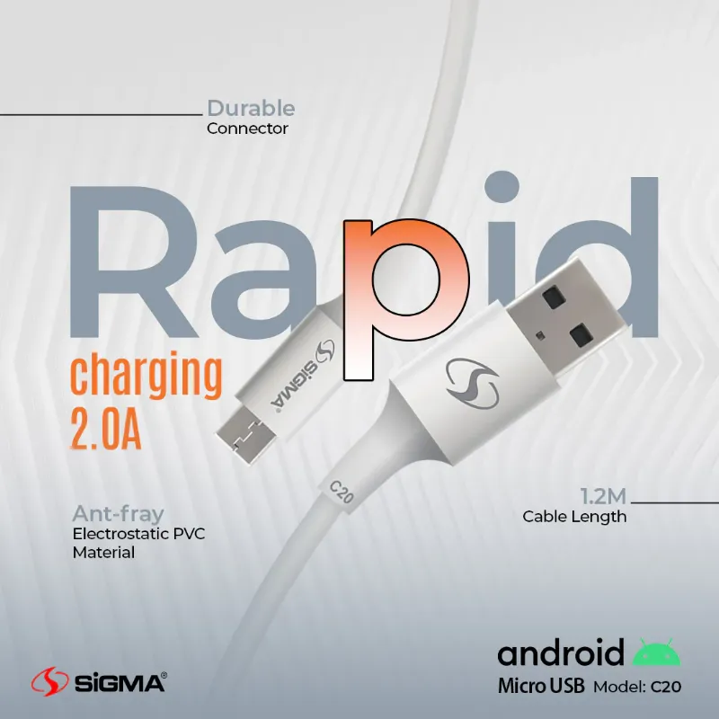 🆔 875 - SiGMA Data Cable Micro, 2.0A (C20)