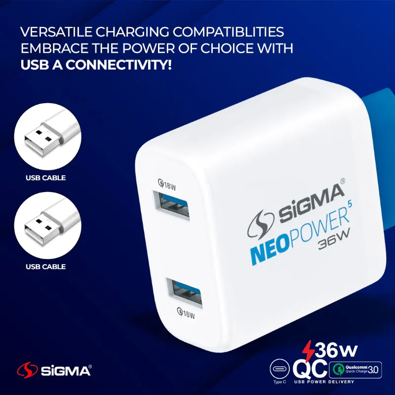 π 848 - SiGMA NEO POWER-5 Mobile Charger, 36w (QC-2)