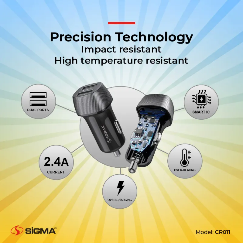 🆔 897 - SiGMA Car Charger, Micro 2.4A (CR011)