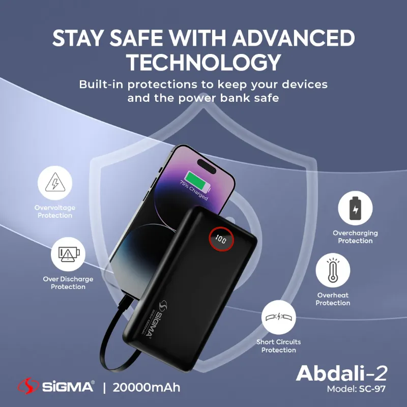 π 833 - SiGMA ABDALI-2 Power Bank 20,000mA, 22.5w (SC-97)