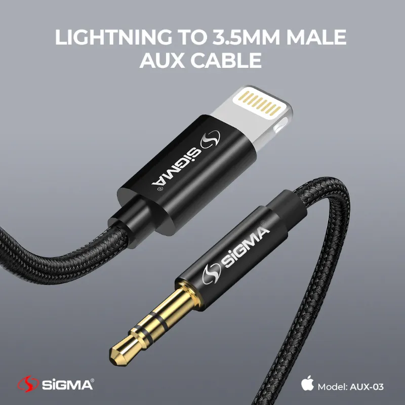 🆔 880 - SiGMA Aux Cable Lightning to 3.5mm (AUX-03)