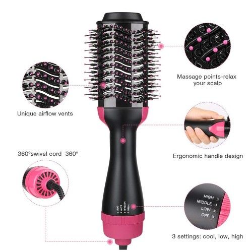 🆔 33 - One-Step Blow Hair Dryer & Volumizer Hot Air Brush 3 in 1 Hair Styler . . . . . . . . . . . . . . . . . . . . . . . . . . . . . . . . . . . . . . . . . . . . . . . . . . . . . . . . . . . . . . . . . . . . . . . . . . . . . . . . 🔴#Tags, (Hot Air Dryer Brush, 3in1 Hair Volumizer Styler, Titanium Barrel Straightener, Negative Ion Hair Curler, Professional Blow Dry Brush)