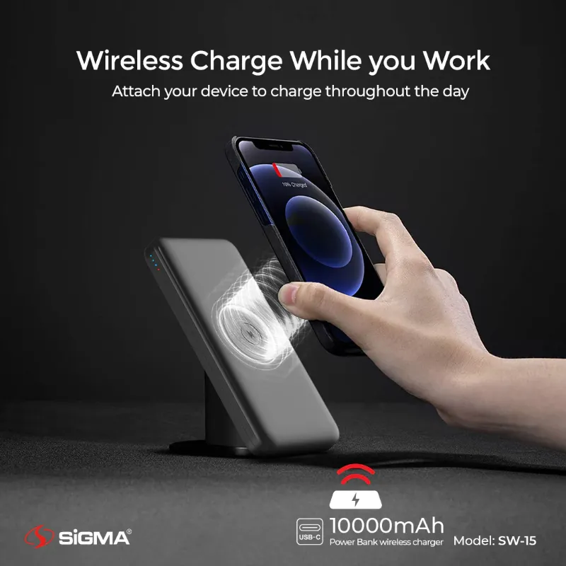 π 837 - SiGMA Wireless Power Bank 10,000mAh, 20w PD (SW-15)