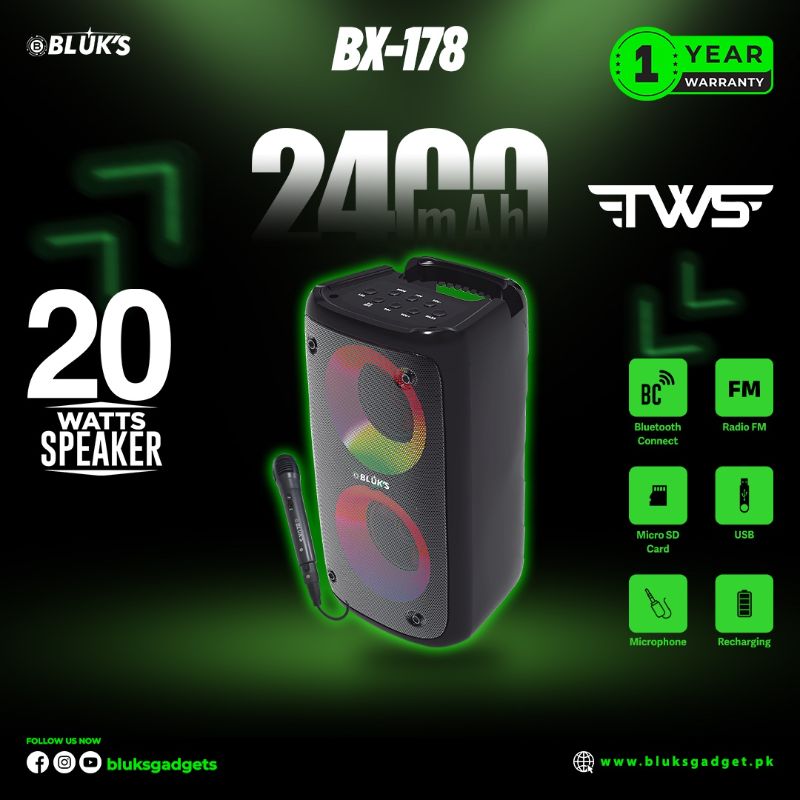 🆔 737 - BLUK's Bass Blaster Speaker + Mic (BX-178)
