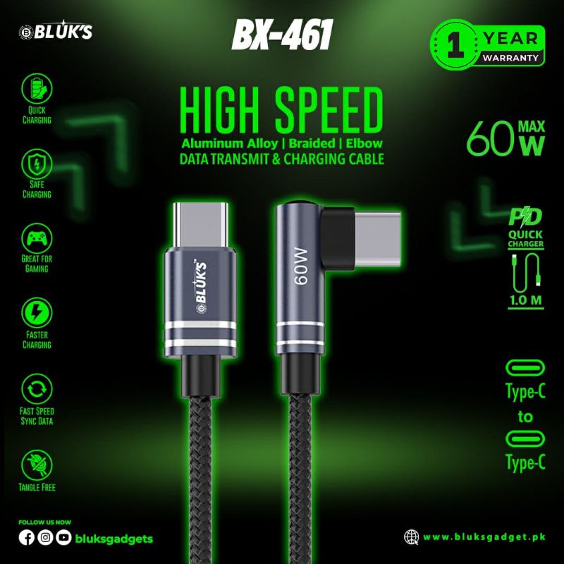 🆔 785 - BLUK's PD Cable 60w (BX-461) . . . . . . . . . . . . . . . . . . . . . . . . . . . . . . . . . . . . . . . . . . . . . . . . . . . . . . . . . . . . . . . . . . . . . . . . . . . . . . . . 🔴#Tags, (Mobile, Cable)