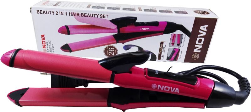 🆔 008 - Nova 2-in-1 Hair Straightener & Curler (NHC-2009) . . . . . . . . . . . . . . . . . . . . . . . . . . . . . . . . . . . . . . . . . . . . . . . . . . . . . . . . . . . . . . . . . . . . . . . . . . . . . . . . 🔴#Tags, (DualStyle Hair Tool, Ceramic Heat Technology, Quick Styling Device, Beauty Grooming Accessory, SalonFinish Look)