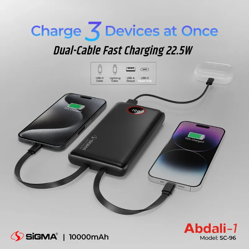 π 832 - SiGMA ABDALI-1 Power Bank 10,000mAh, 22.5w (SC-96)