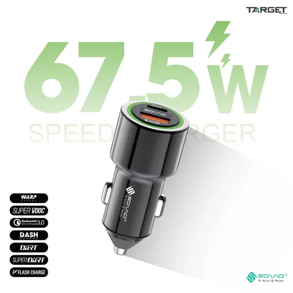 🆔 686 - SOVO TARGET Car Charger 67.5w (SCR-460)