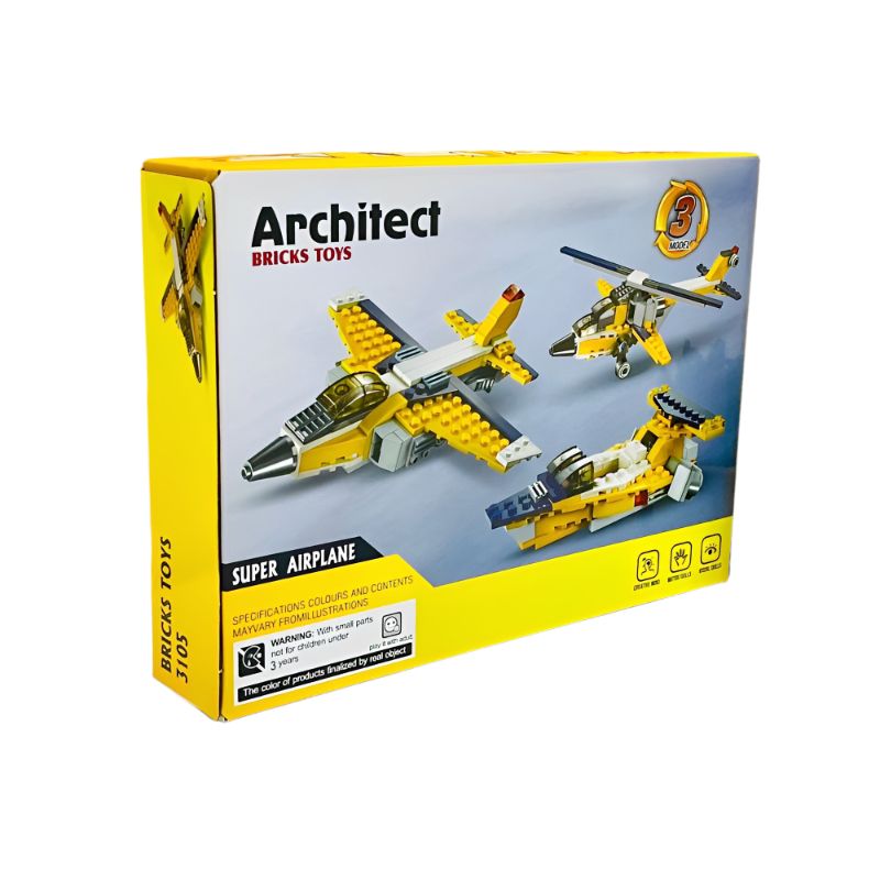 🆔 38 - 130-Piece - Architect 3-in-1 Super Airplane LEGO Building Set (Model-3105) . . . . . . . . . . . . . . . . . . . . . . . . . . . . . . . . . . . . . . . . . . . . . . . . . . . . . . . . . . . . . . . . . . . . . . . . . . . . . . . . 🔴#Tags, (3-in-1 Airplane Building Kit, Creative Block Assembly Set, Educational Toy for Kids, ABS Plastic Construction Bricks, Multicolor DIY Model Set)