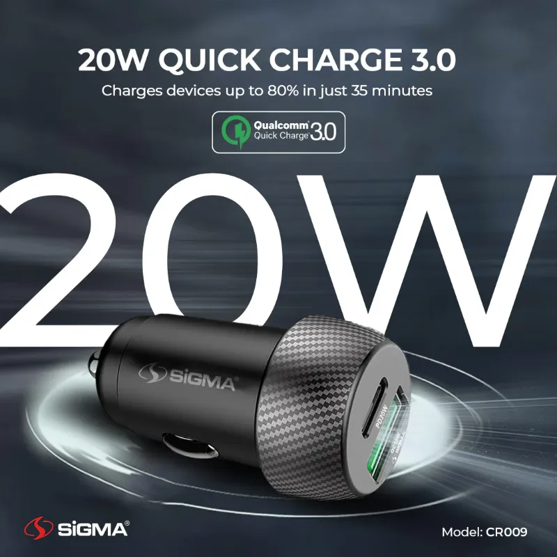 π 844 - SiGMA Car Charger, 20w (CR009)