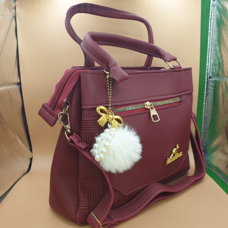 🆔 86 - Elegant Maroon Kangaroo Handbag with Pearl Charm . . . . . . . . . . . . . . . . . . . . . . . . . . . . . . . . . . . . . . . . . . . . . . . . . . . . . . . . . . . . . . . . . . . . . . . . . . . . . . . . 🔴#Tags, (Handbag Tote Purse Fashion Ladies)