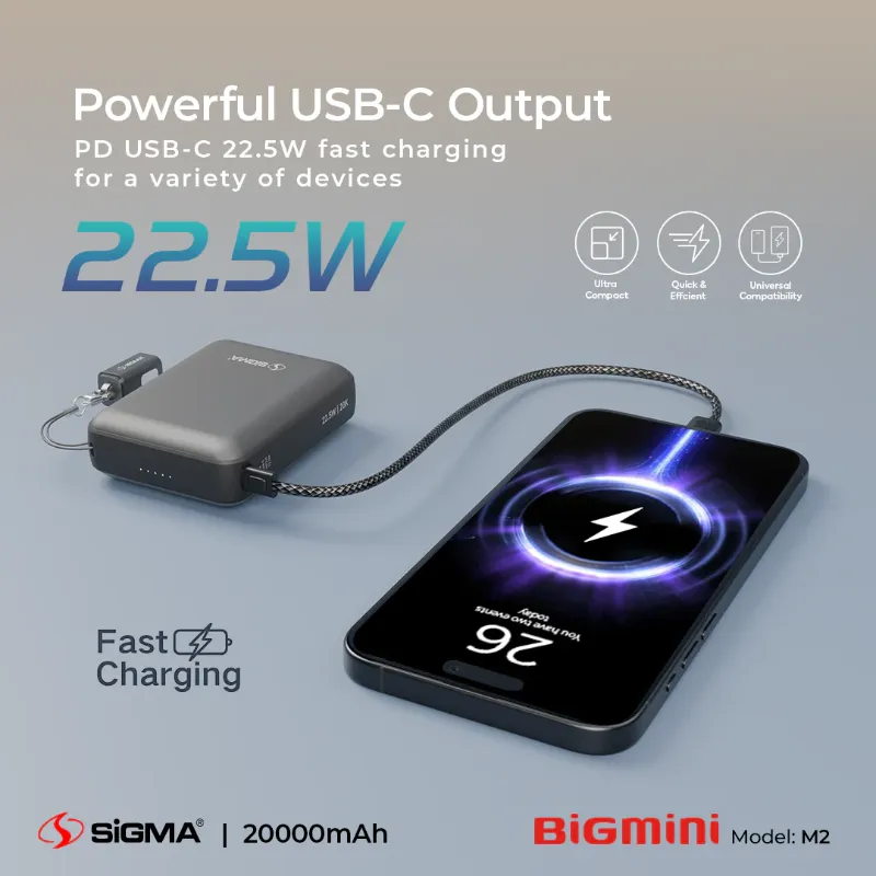 🆔 823 - SiGMA Big-Mini Power Bank 20,000mAh, 22.5w (M2)