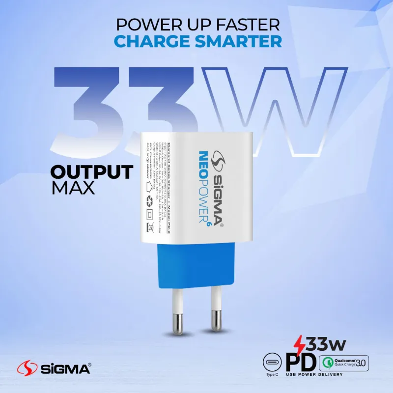π 846 - SiGMA NEO POWER-6 Mobile Charger, 33w (PD-3)