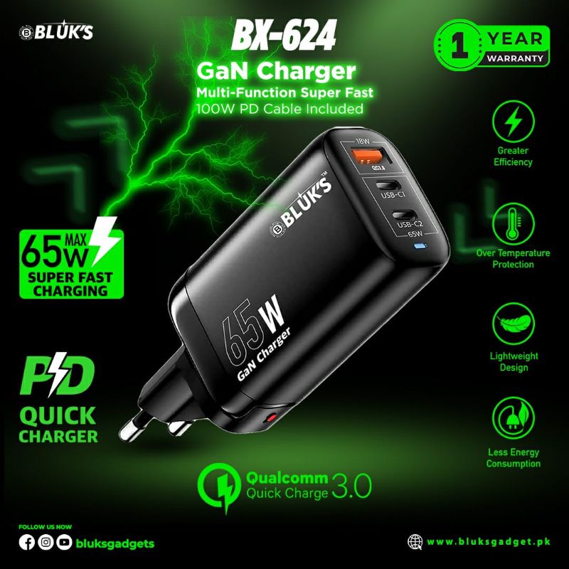 🆔 780 - BLUK's Fast Mobile Charger 65w (BX-624)