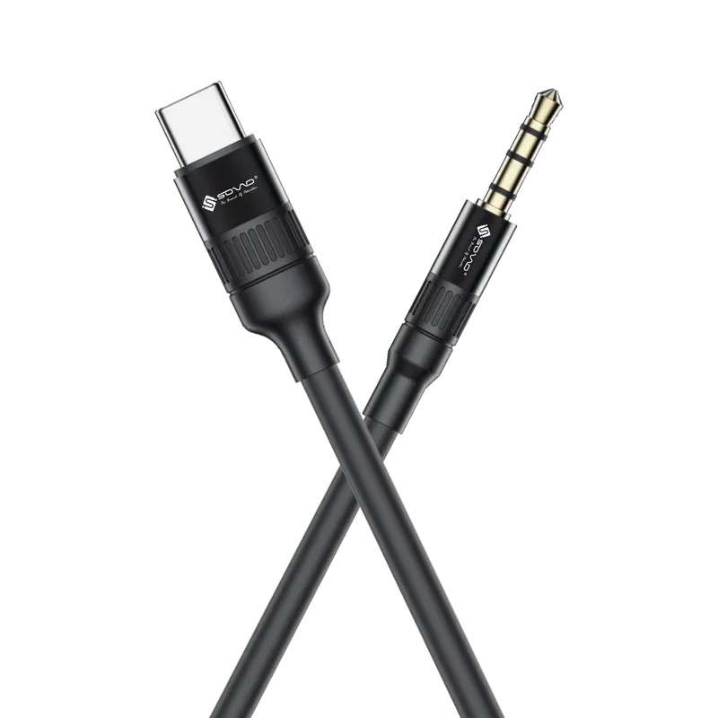 🆔 297 - SOVO Thunder Type-C to AUX Audio Cable (Model-SOX-090)  . . . . . . . . . . . . . . . . . . . . . . . . . . . . . . . . . . . . . . . . . . . . . . . . . . . . . . . . . . . . . . . . . . . . . . . . . . . . . . . . 🔴#Tags,(Sovo Type C Aux Cable, Thunder Series Audio Cable, Type C to 3.5mm Cable, Premium Metal Connectors, Black Audio Cable)
