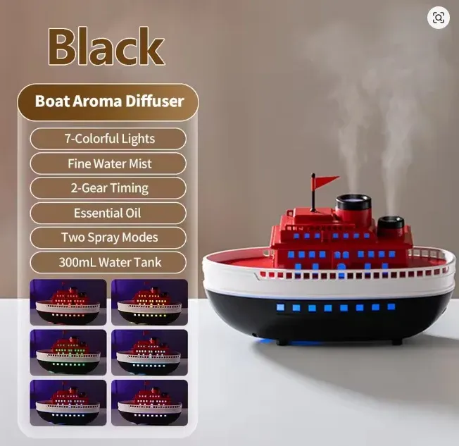 🆔 196 - Ship Shaped Aromatherapy Diffuser 300ML . . . . . . . . . . . . . . . . . . . . . . . . . . . . . . . . . . . . . . . . . . . . . . . . . . . . . . . . . . . . . . . . . . . . . . . . . . . . . . . . 🔴#Tags,(Ship Shaped Aroma Diffuser, Ultrasonic Cool Mist Humidifier, Essential Oil Diffuser 300ml, 7 Color LED Nightlight, Quiet Mist Air Humidifier)