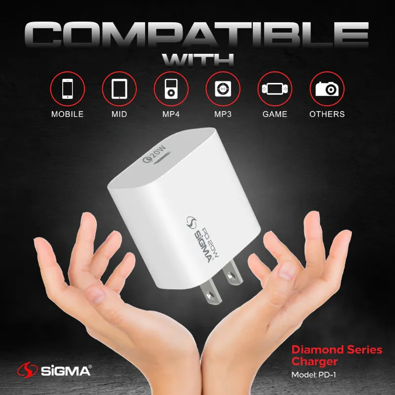 π 852 - SiGMA Diamond Series Mobile Charger, 20w (PD-1)