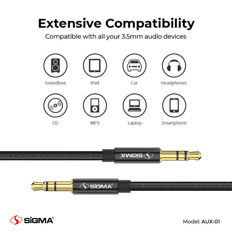 🆔 879 - SiGMA Aux Cable 3.5mm (AUX-01)
