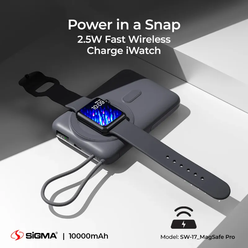π 825 - SiGMA Wireless Power Bank 10,000mAh MagSafe Pro, 22.5w (SW-17)