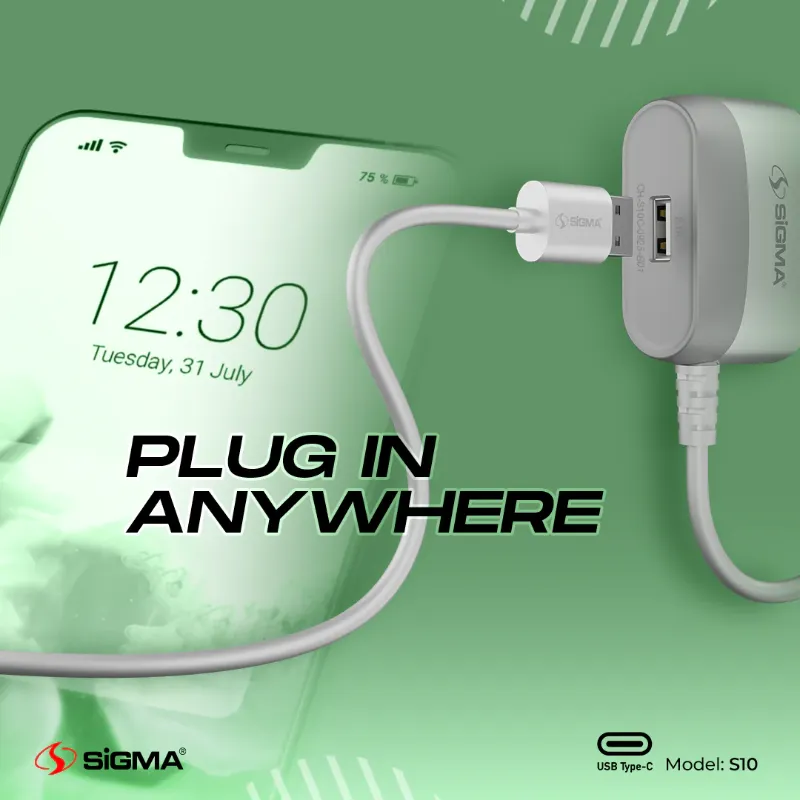 🆔 896 - SiGMA Mobile Charger Built in Cable -- Micro, 2.1A (S10)