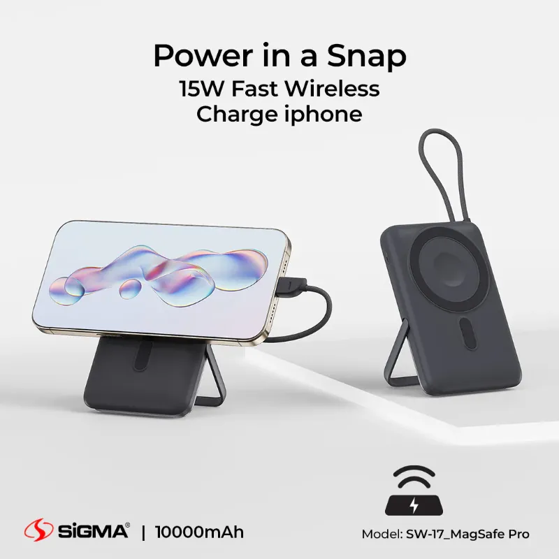 π 825 - SiGMA Wireless Power Bank 10,000mAh MagSafe Pro, 22.5w (SW-17)