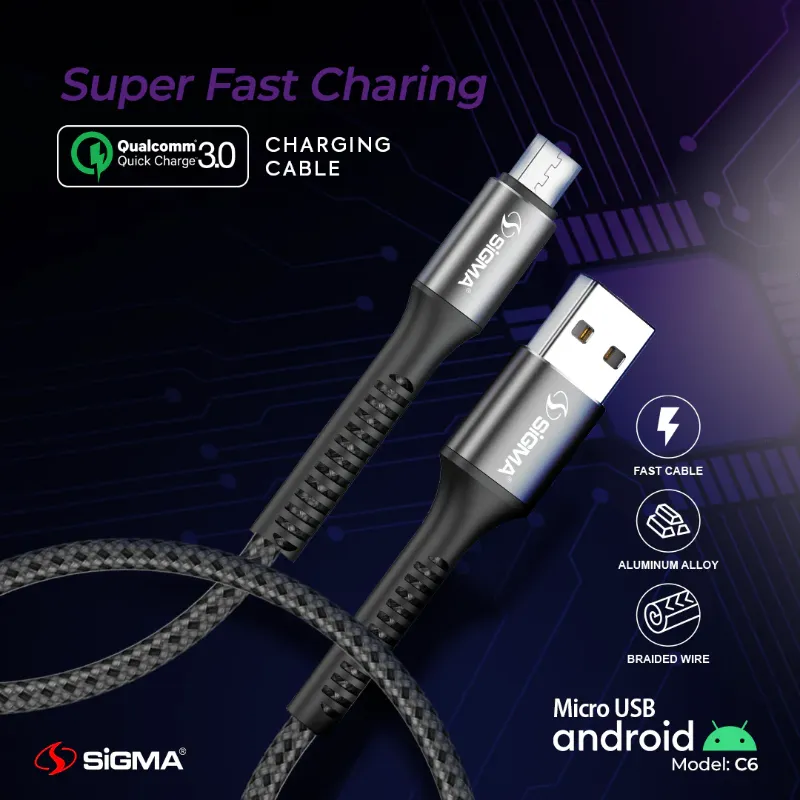 🆔 864 - SiGMA Braided Cable Micro, 3.0A (C6)