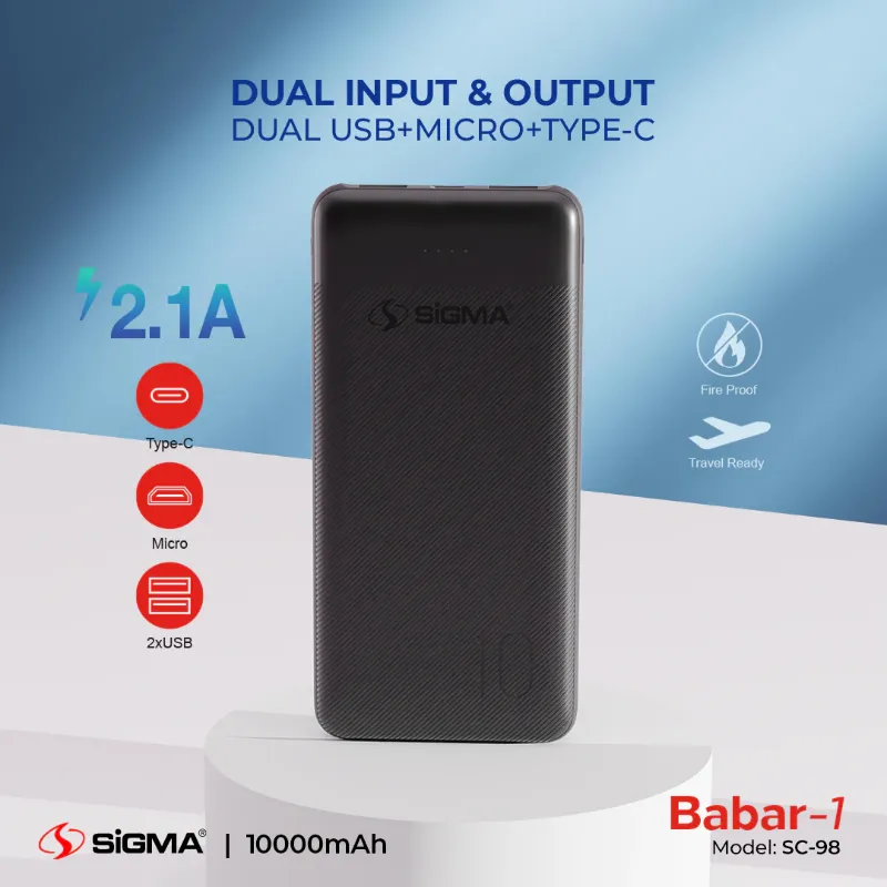 π 829 - SiGMA BABAR-1 Power Bank 10,000mAh, 2.1A (SC-98)