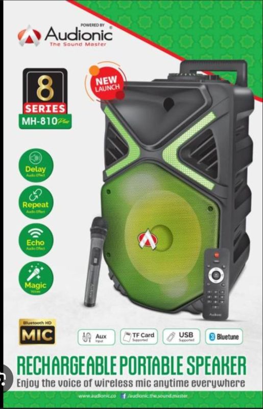 🆔 64 - Audionic MH-810 Plus Portable Speaker . . . . . . . . . . . . . . . . . . . . . . . . . . . . . . . . . . . . . . . . . . . . . . . . . . . . . . . . . . . . . . . . . . . . . . . . . . . . . . . . 🔴#Tags, (Wireless Rechargeable Karaoke Speaker, 10 Inch Woofer Speaker, HD Handheld Magic Voice Mic, Bluetooth TF Card USB AUX, Echo Delay Repeat Effects)