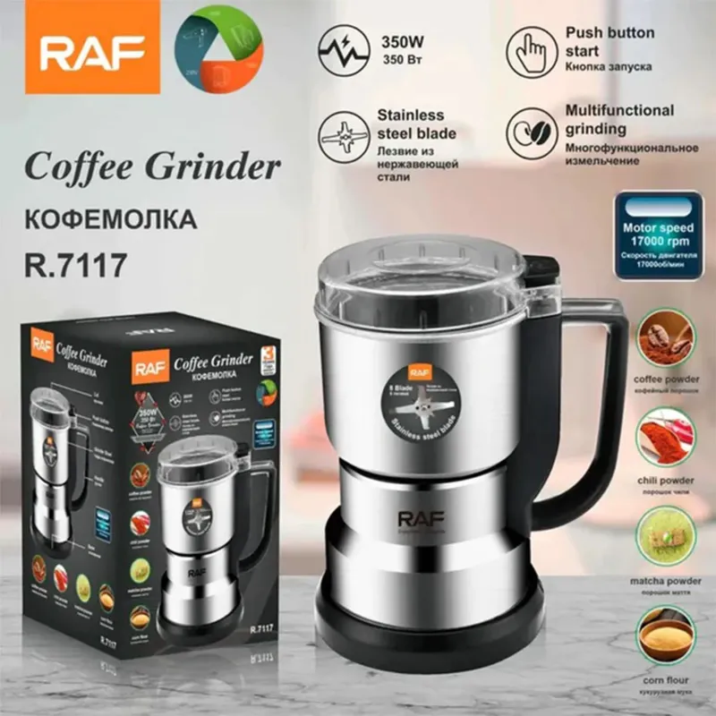 🆔 48 - RAF Spice & Coffee Grinder 350g 8-Blade (R-7117) . . . . . . . . . . . . . . . . . . . . . . . . . . . . . . . . . . . . . . . . . . . . . . . . . . . . . . . . . . . . . . . . . . . . . . . . . . . . . . . . 🔴#Tags, (Electric Coffee Grinder Machine, Stainless Steel Spice Grinder, 350g Capacity Dry Mill, High-Speed Masala Grinder, Compact Kitchen Grinding Device)