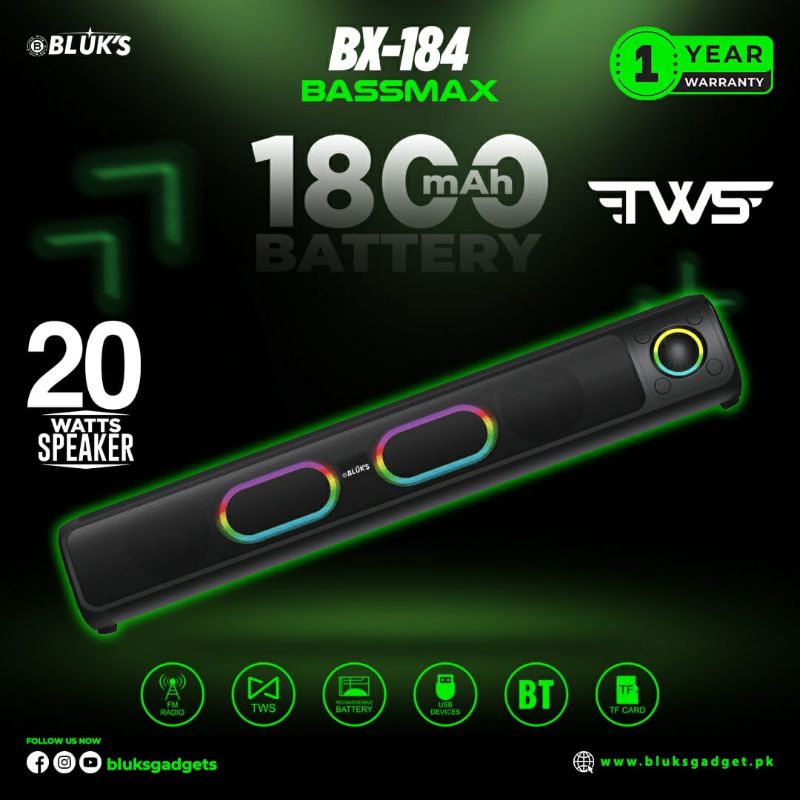 🆔 740 - BLUK's BASS Max SoundBar Speaker (BX-184)