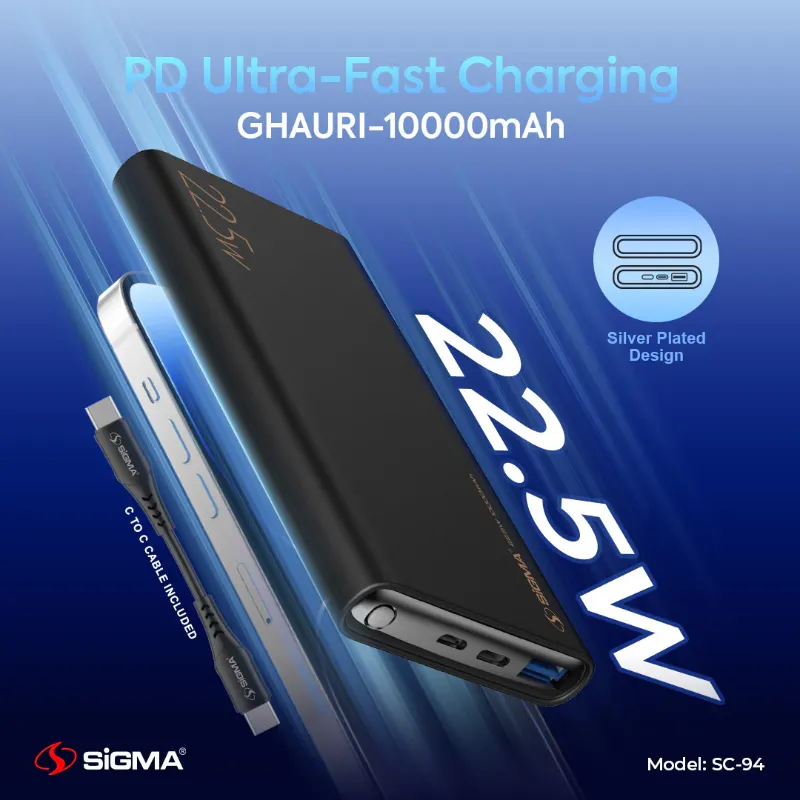 π 834 - SiGMA Ghauri Power Bank 10,000mAh, 22.5w (SC-94)