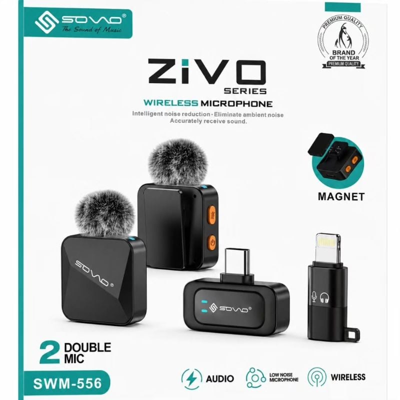 🆔 325 - SOVO ZIVO Dual Wireless Lavalier Microphone (Model-SWM-556) . . . . . . . . . . . . . . . . . . . . . . . . . . . . . . . . . . . . . . . . . . . . . . . . . . . . . . . . . . . . . . . . . . . . . . . . . . . . . . . . 🔴#Tags,(Wireless Lavalier Microphone, Dual Wireless Mic, SOVO Zivo Microphone, Clip On Mic For iPhone, Noise Cancelling Microphone)