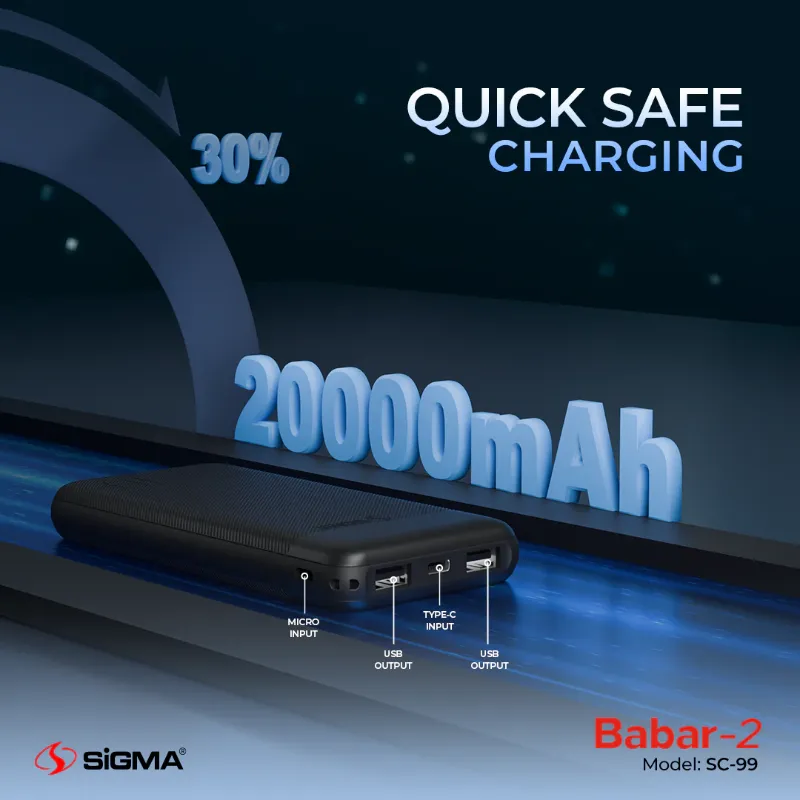 π 830 - SiGMA BABAR-2 Power Bank 20,000mAh, 2.1A (SC-99)