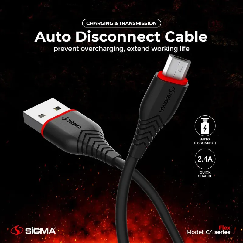🆔 876 - SiGMA Flex Data Cable Micro, 2.4A (C4)
