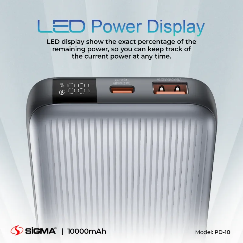 π 826 - SiGMA Power Bank 10,000mAh, 22.5w (PD-10)