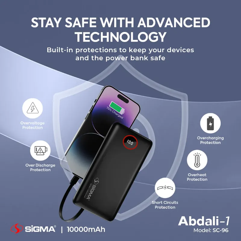 π 832 - SiGMA ABDALI-1 Power Bank 10,000mAh, 22.5w (SC-96)