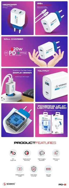 π 847 - SiGMA NEO POWER Mobile Charger, 18w (PD-3)