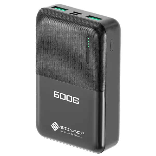 🆔 654 - SOVO DARK Mini Power Bank 6000mah 2.4A (SPB-696)