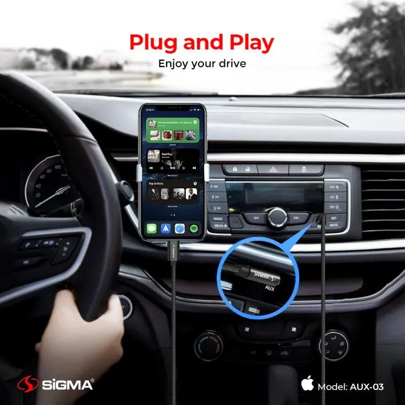 🆔 880 - SiGMA Aux Cable Lightning to 3.5mm (AUX-03)