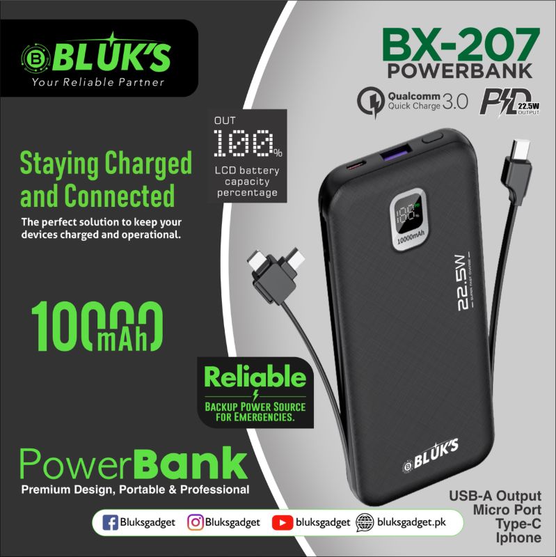 🆔 778 - BLUK's Power Bank 10,000mAh 22.5w (BX-207)