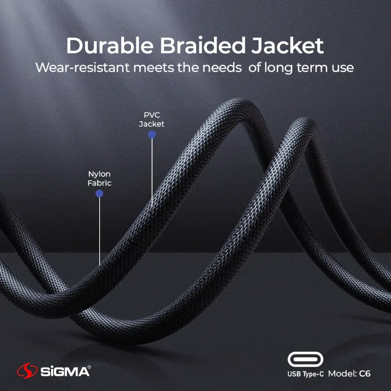 π 862 - SiGMA Braided Cable Type-C, 3.0A (C6)