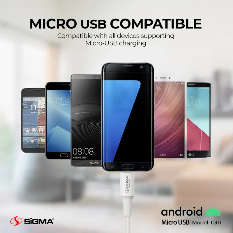 🆔 873 - SiGMA Data Cable Micro 3.0A (C30)
