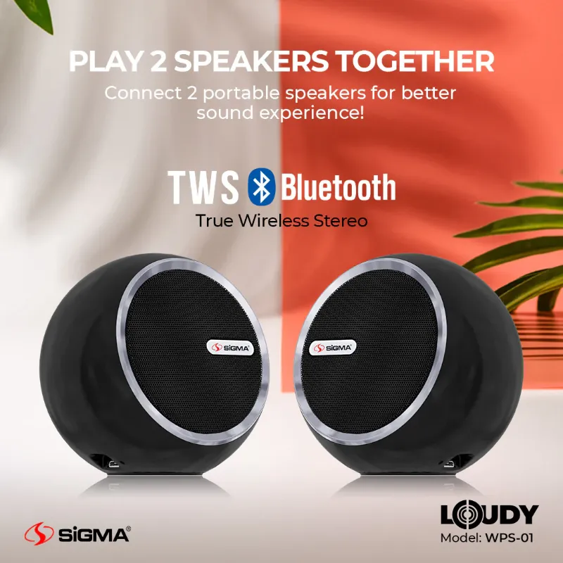 🆔 821 - SiGMA Loudy Portable Pair-Speaker (WPS-01)