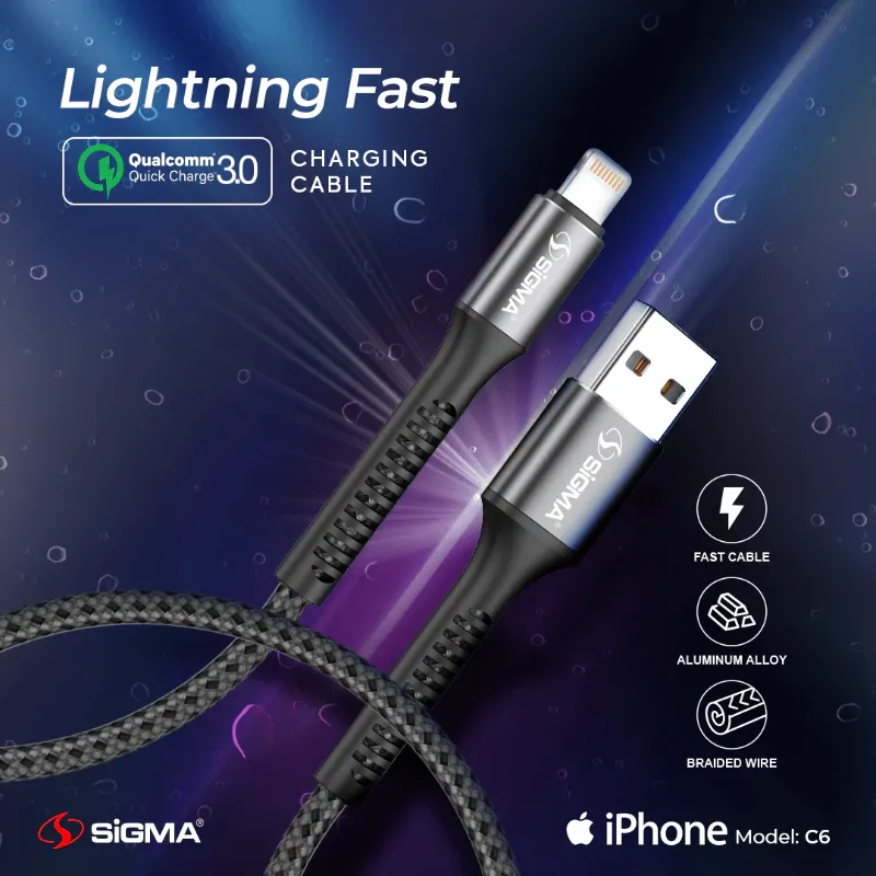 π 863 - SiGMA Braided Cable IOS, 3.0A (C6)
